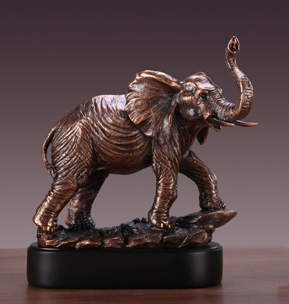 Elephant Trophy Bronze Color Statue 12.5" Tall